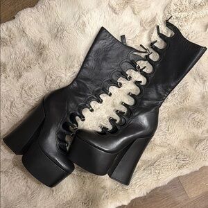 Black Marc Jacob’s Kiki Platform Lace-Up Women's Boots